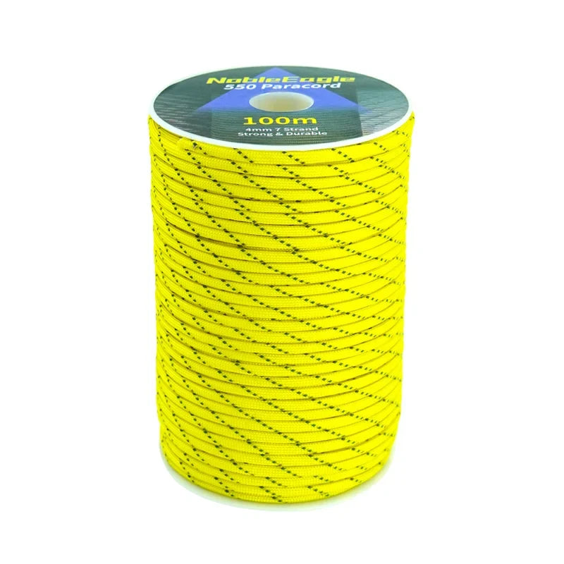 Reflective Paracord Rope Military 7 Strand 4mm 550 Tactical Parachute Cord Camping Tent Lanyard DIY Bracelet Weaving Rope