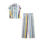 KLKXMYT Chic Stripe Pants Set Women Sleeveless Short Shirt Top Straight Trousers Suits 2026 Summer Woman Outfits ﻿