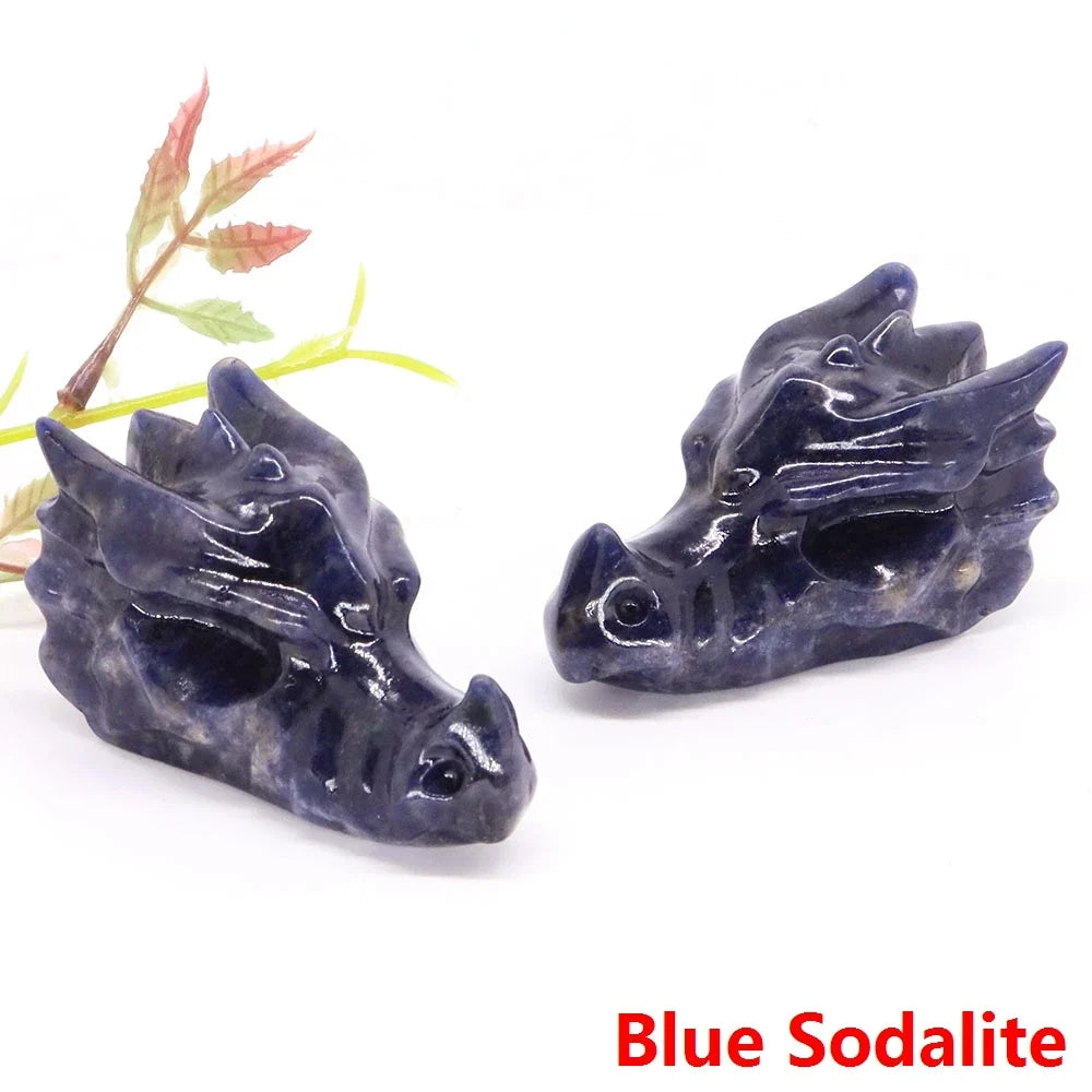 Dragon Head Statue Natural Gemstone - Blue Sodalite