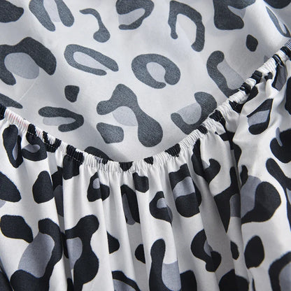 3pcs/set or 1pcs Leopard Print Fitted Sheet, Animal Pattern Bedding