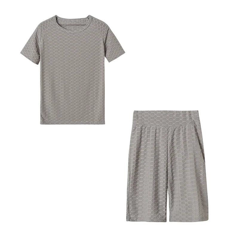 New Summer Round-Neck Solid Color Short-Sleeved Two-Piece Yoga Shorts