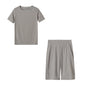 New Summer Round-Neck Solid Color Short-Sleeved Two-Piece Yoga Shorts