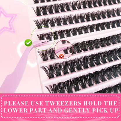 Individual Lashes 8-16mm 200pcs Cluster Lashes Natural Look Mixed Tray DIY Eyelash Extension Volume Lash Clusters Eyelashes Long
