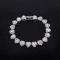 45CM New Hip Hop Tennis Chain Bracelet Necklace Shiny Heart Rhinestone