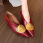 New Designer Pointed Toe Women High Heel Shoes Fashion Gold Metal Shallow Slip on Single Shoes Thin Low Heel Dress Pumps