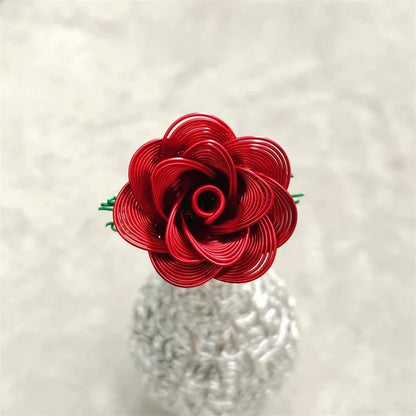 Aluminum Wire Eternal Rose Decoration (1 Piece) - Creative Eternal Love Artificial Flower DIY For Valentine's Day Wedding