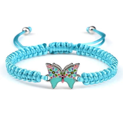 Handmade Braided String Bracelet For Women Blue Butterfly Pendant Adjustable Charm Bracelets&Bangles Fashion Girl Jewelry Gifts