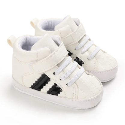 Baby Learning Walk Shoes, Striped PU Sports Shoes for Infants 0-18m