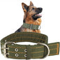 Heavy Duty Wide Military Thick Dog Collars for Large Dogs Adjustable Strong Nylon Tactical Pet Collar with 2-Rows Metal Buckle