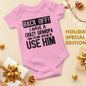 Cute Cotton Baby Bodysuit with "Back Off! I Have A Crazy Grandpa" Print Short Sleeve Baby Girl Boy Jumpsuit Kids Cotton Clothes