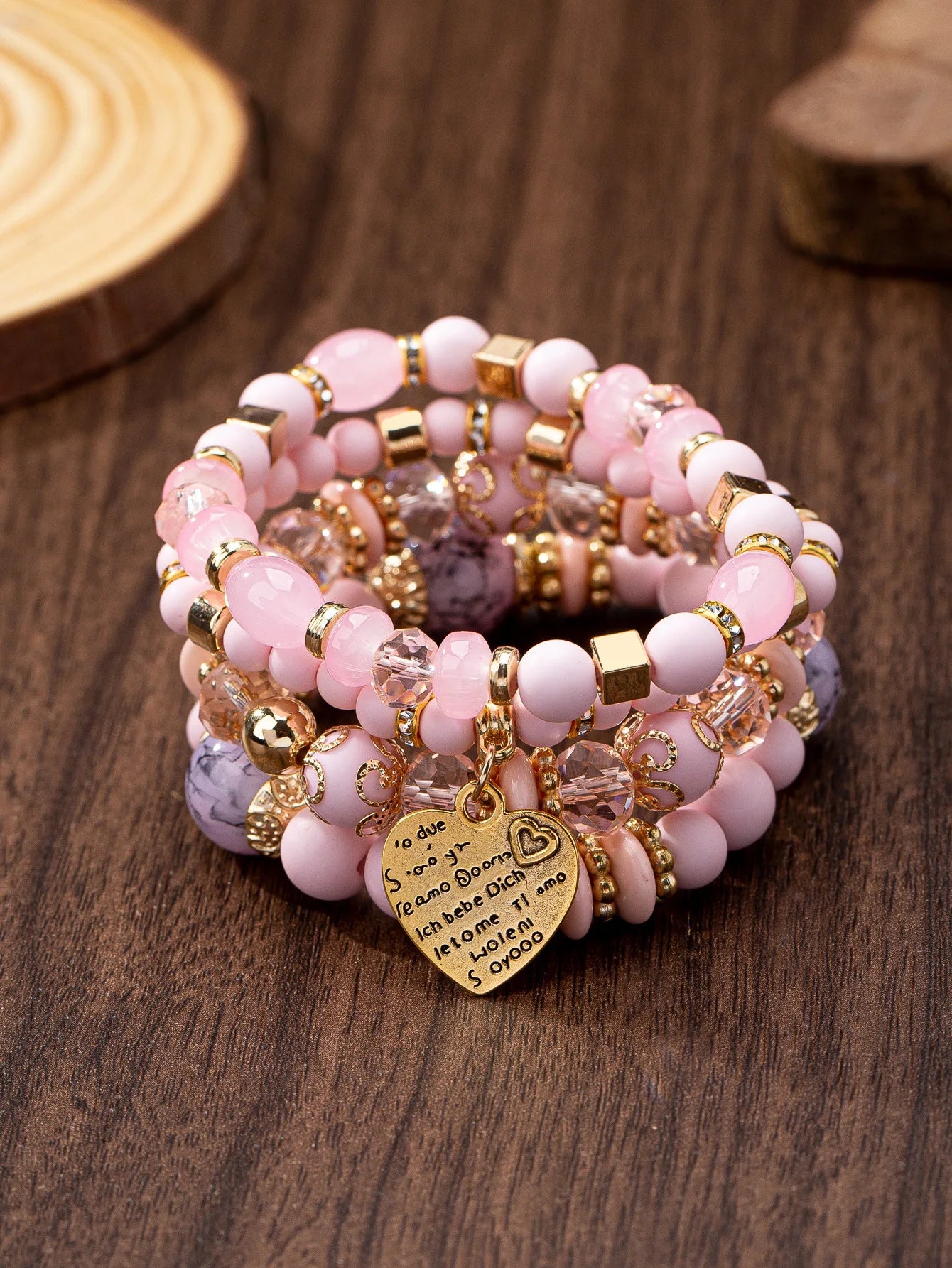 WG Bracelet Stackable Bead Bracelets Ladies Mens Stretch Multilayer Bracelet Set Multicolor Jewelry Earrings Bracelet Set