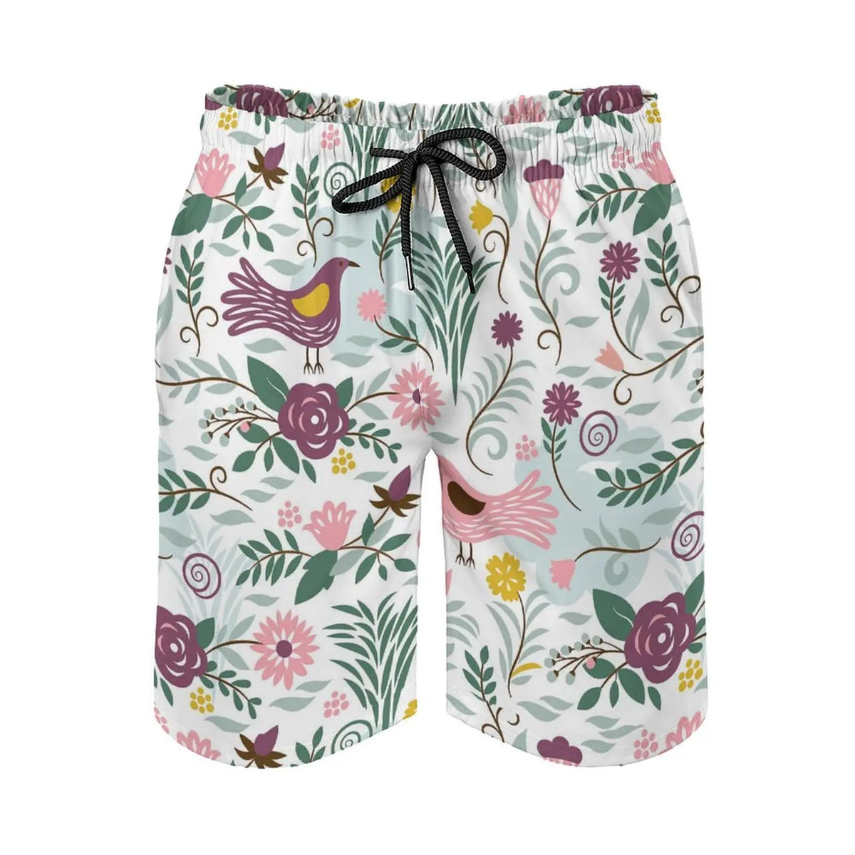 Men's Leaf Printed Pattern Casual Shorts Boys Summer Cool Hawaiian 3D Printed Casual Swim Trunks Drawstring Surfboard Shorts