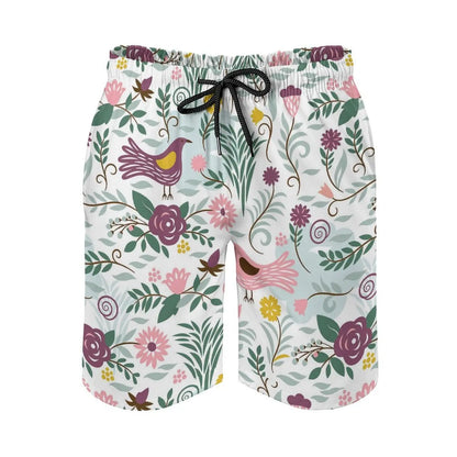 Men's Leaf Printed Pattern Casual Shorts Boys Summer Cool Hawaiian 3D Printed Casual Swim Trunks Drawstring Surfboard Shorts