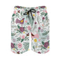Men's Leaf Printed Pattern Casual Shorts Boys Summer Cool Hawaiian 3D Printed Casual Swim Trunks Drawstring Surfboard Shorts