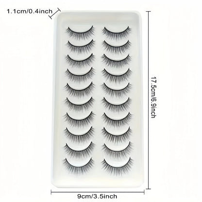 Natural Lashes 10 Pairs Extensions Strip Lashes Natural Look Slender Elongation Eyelashes 6-10mm Cat Eye False Eyelashes