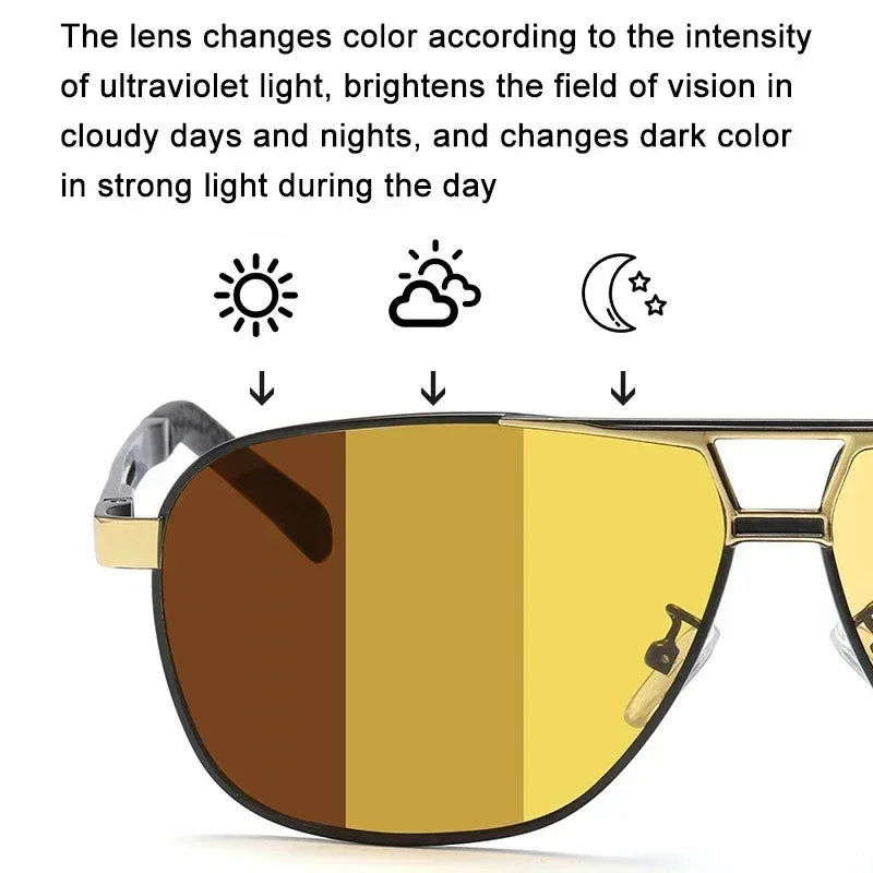 2024 UV400 Polarized Sunglasses Men Women Outdoor Discoloration Eyewear Men Trendy Photochromic Night Vision Sun Glasses