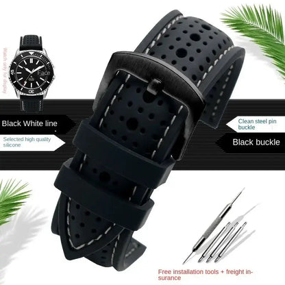 Samsung Galaxy Watch 7, 6, 5, 4 & FE Stitched Perforated Silicone Band
