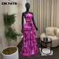 CM.YAYA Women Set Tie Dye Print Sleeveless Halter Crop Tops +Ruffles Long Skirt 2026 Summer Beach Vacation Two Piece Set Outfits