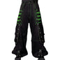 Women Fall Winter Cargo Jeans Striped Zipper Button Closure Loose Casual Trousers Streetwear with Pockets