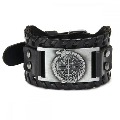 Trendy Viking Bracelet Nordic Rune Compass God Bird Charm Men's Bracelet New Fashion Leather Woven Jewelry Accessorie Party Gift