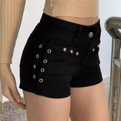 Shorts Women Skinny Creativity Lace-up Popular Streetwear Daily Personality Students Holiday Fashion Sexy American Retro Leisure