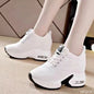 Summer 2025 Fashionable White Sports Shoes Casual Breathable Mesh Thick Soled Sports Shoes Comfortable Height Increasing Shoes