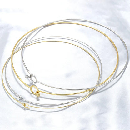 316L Stainless Steel Heart Round Adjustable Collar Women's Necklace Simple Open Neck Metal Jewellery Accessories: VL534 VL535