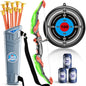 Kids Bow and Arrow Set, LED Light Up Archery Toys Set for Kids Ages 4-8 8-12, with 10 Suction Cup Arrows, Target & Quiver, Boys