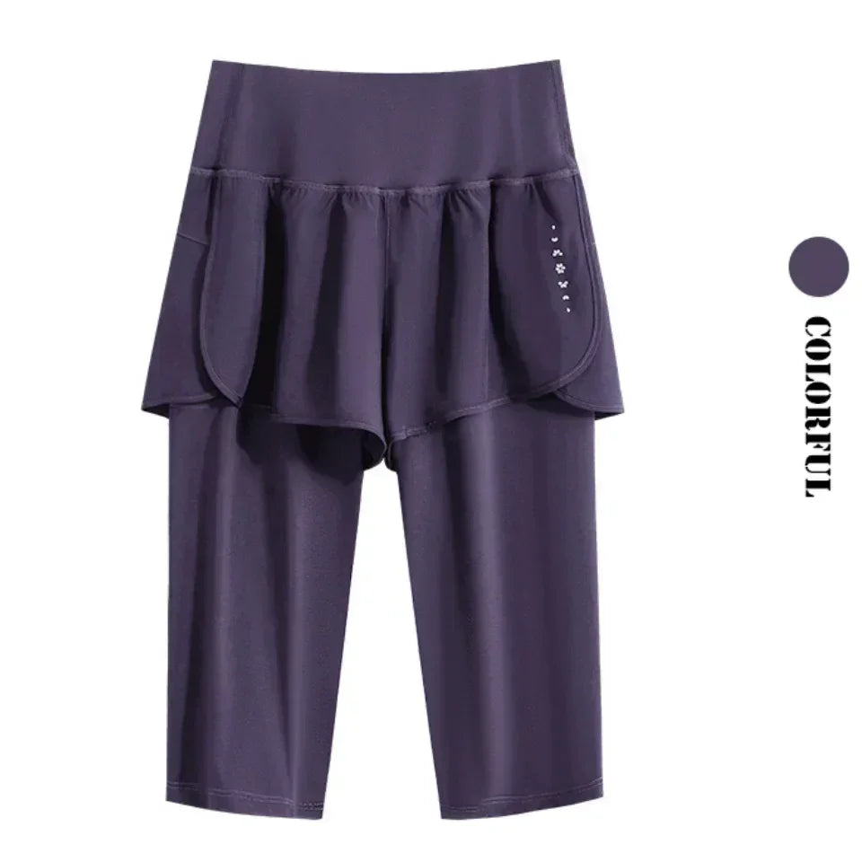 DRUR Yoga Shorts Women Summer Five-Quarter Athletic Shorts Elastic Waist Running Workout Short Leggings For Ladies Sport Shorts