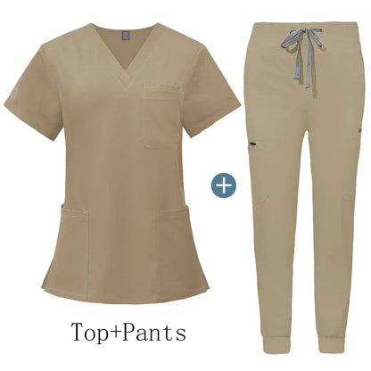 Unisex V-Neck Scrub Set with Jogger Pants