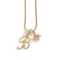Gold Color Zircon Flower Pendant Necklace Female A-Z 26 Letter Alphabet Wedding Jewelry Gift for Women