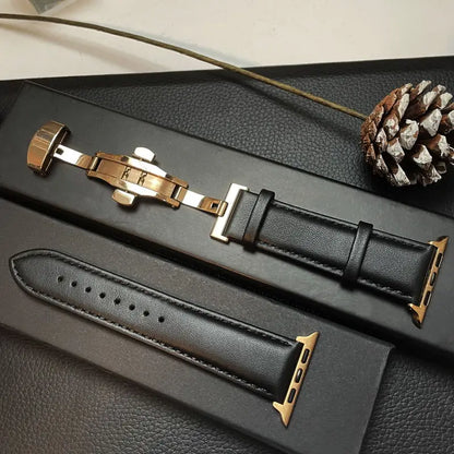 Apple Watch Leather Band with Metal Folding Clasp