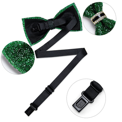 Sparkle Rhinestone Bow Ties for Men Pre-Tied Diamond Sequin Bowtie with Adjustable Length Wedding Party
