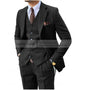 3 Pieces Men's Suits Tweed Herringbone Slim Fit Business Cauasl
