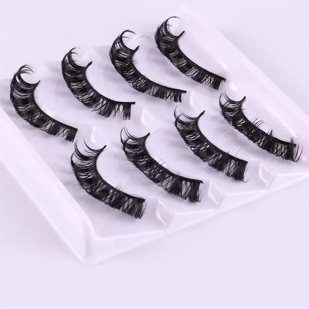 4 Pairs 3D Mink DD Curl Russian Lashes Reusable Fluffy Strip Eyelashes for Eyelashes Extensions