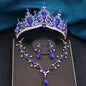 Baroque Wedding Crown for Bride 3-Pack Tiara Earrings Necklace Bridal