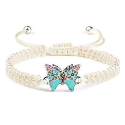 Handmade Braided String Bracelet For Women Blue Butterfly Pendant Adjustable Charm Bracelets&Bangles Fashion Girl Jewelry Gifts