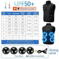 Summer Cooling 2-4 Fan Holes Fan Workwear, Unisex Short Sleeve, Outdoor Sun Protection & Cooling Vest with Built-in Fans