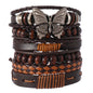 Vintage Ethnic Style Woven Leather Bracelet For Men Bohemian Cross Butterfly Life Tree Leather Bracelets Gifts For Friend