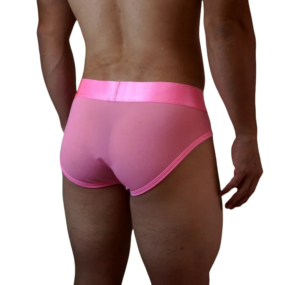 Jockmail Men Briefs Mens Panties Sexy Transparent Mesh Ice Silk Gay Men Underwear Sissy Men Underpants Ropa Interior Hombre