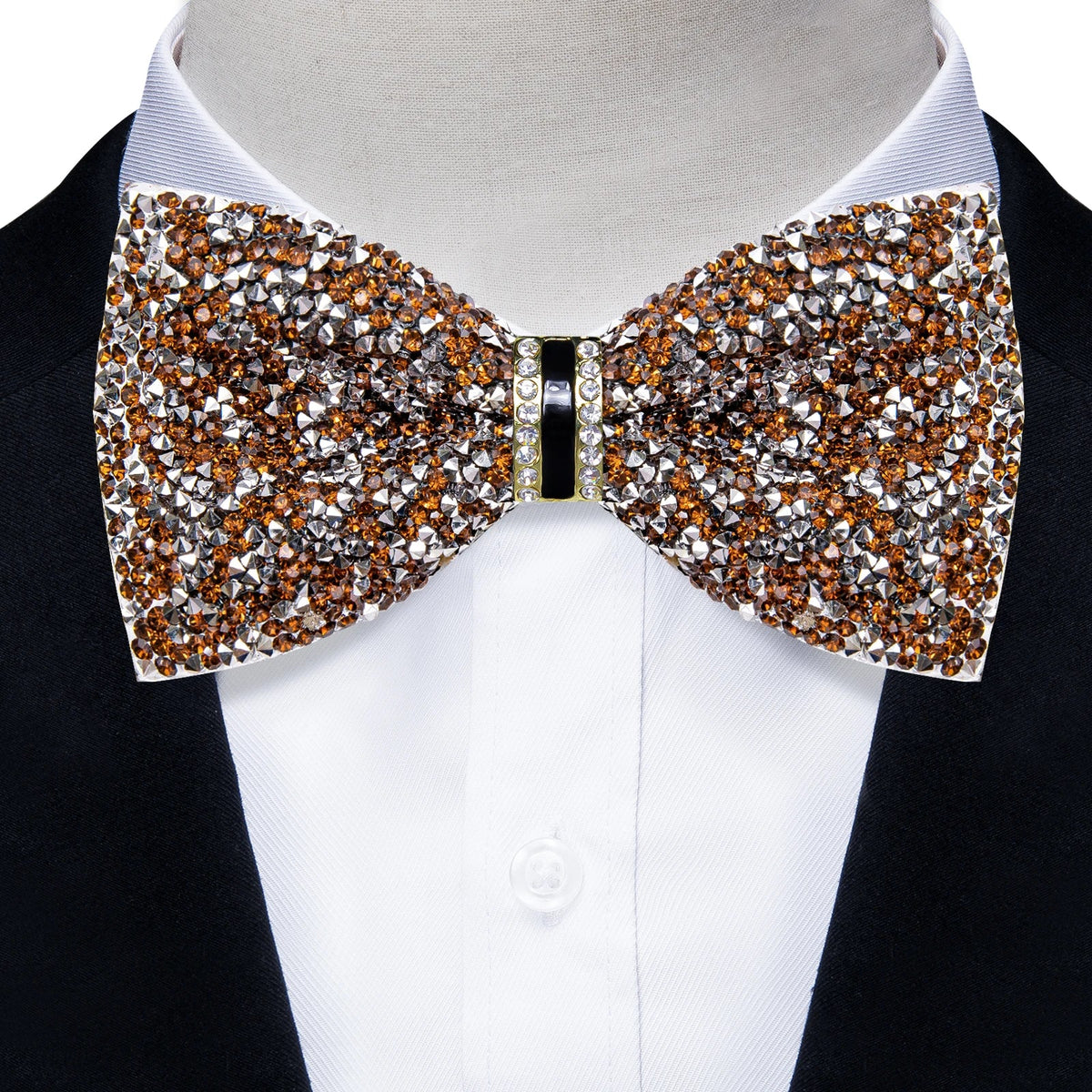 Sparkle Rhinestone Bow Ties for Men Pre-Tied Diamond Sequin Bowtie with Adjustable Length Wedding Party