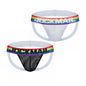 2pcs/Lot Men Underwear Jockstrap Thong Nylon Mesh Rainbow Sexy Sissy Panties Tangas De Homrbre Cueca Gay Underwear Breathable
