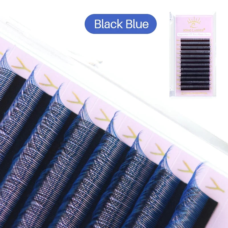 SONG LASHES Y Shape Ombre Color Lashes Two tip C/D Curl Premade Volume Lashes Individual Eyelash Extension Supplies