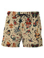 Summer New Men's Shorts Swimming Pants Drawstring Retro Fashion Print Holiday Beach Holiday Hawaiian Micro Elastic Shorts