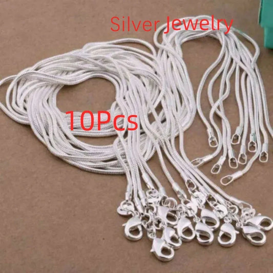 URMYLADY 10pcs Lot 40-75cm 925 Sterling Silver 1MM Snake Chain Necklace for Women Men Fashion Party Wedding Jewelry Gifts