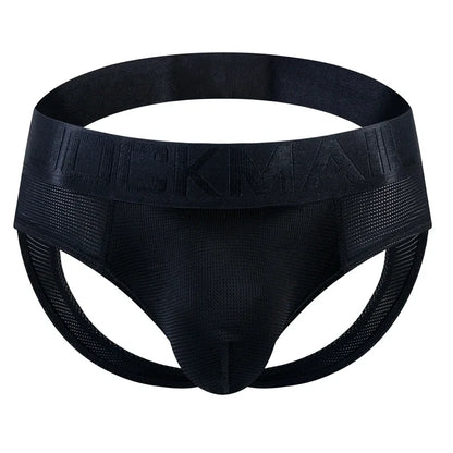 Sexy Men Thong Underwear Jockstraps Crotchless Underpants Low Waist Bikini Panties Mesh Elastic Thread Skin Friendly Lingerie