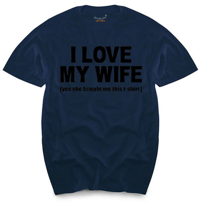 I LOVE MY WIFE FUNNY PRINTED MENS T SHIRT HUSBAND DAD GIFT IDEA NOVELTY WEDDING men's top tees