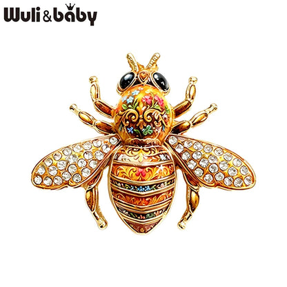 Wuli&baby Cute Rhinestone Bee Brooches For Women Unisex 5-color Beautiful Insects Party Office Brooch Pins Gifts