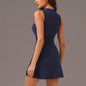 Active Zipper Tennis Dress with Shorts & Padded Support