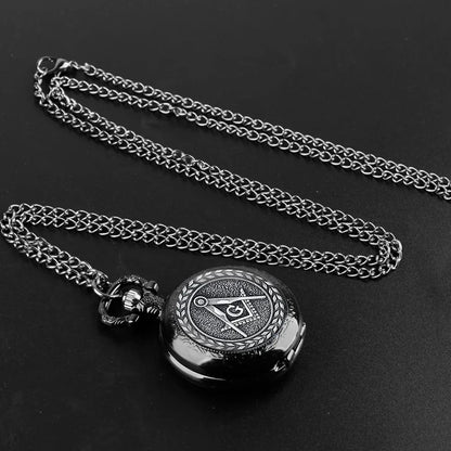 Free and Accepted Masons Glass Dome Pocket Watch with Chain Fashion Necklace Pendant Chain Jewelry Gifts Men Women Clock